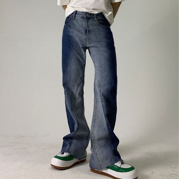 Men's Gradient Washed Vintage Loose Casual Boot Cut Denim Pants Jeans Man Korean Style Streetwear Hip Hop Jeans Trousers Male aidase-shop